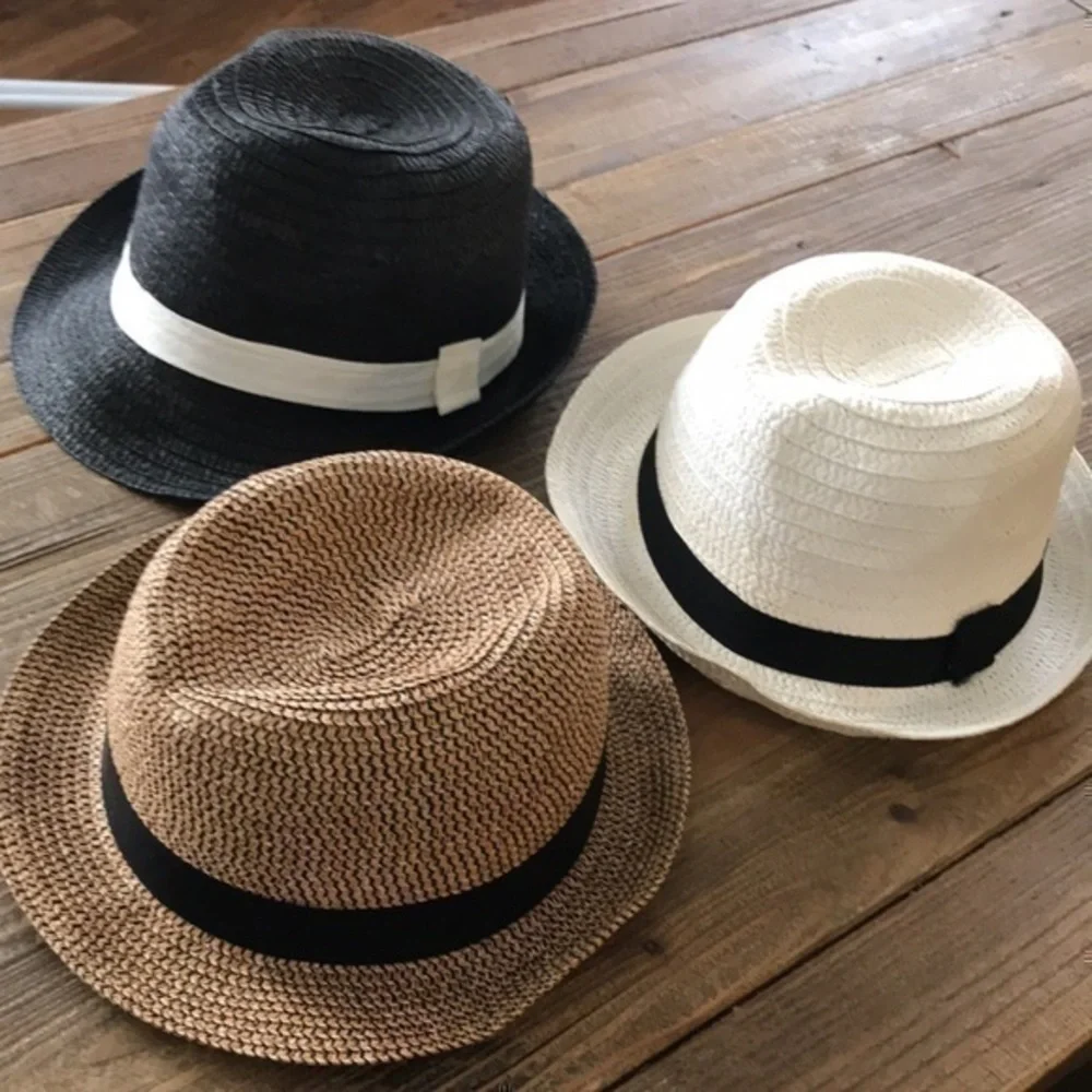 Hat Set White Black Brown Size aprox 20.7” paper/polyester Blend